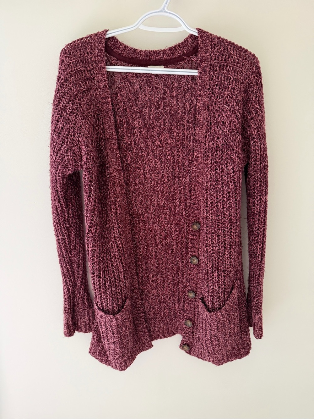Garage Women's Open-Front Cardigan Sweater - Wine